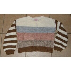 PINK ROBIN Multicolored Striped Sz Medium Crew Neck Lightweight Pullover Sweater